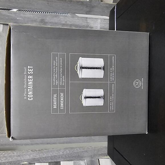 Martha Stewart Collection Hammered Stainless Steel Canisters, Set of 2 - Picture 2 of 12